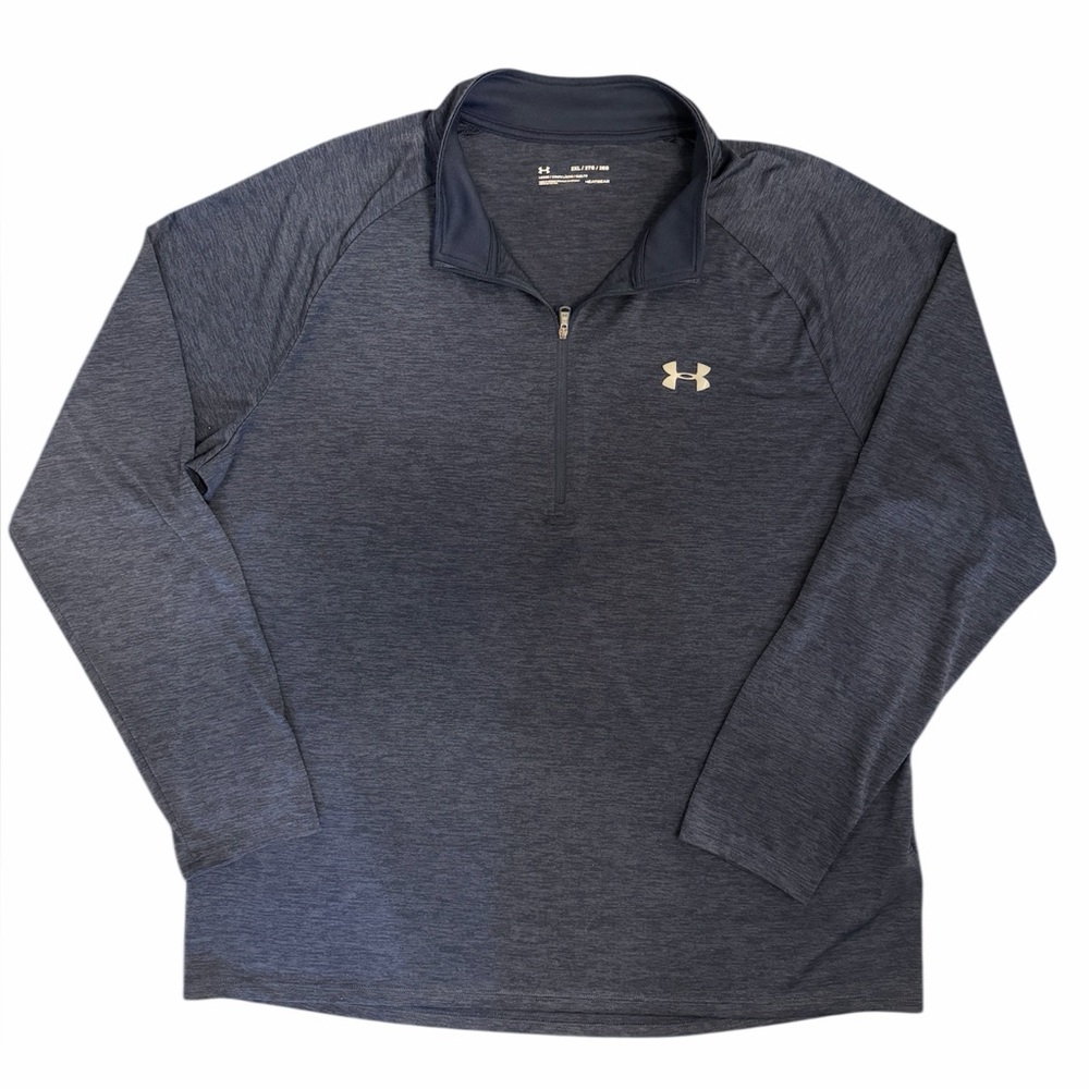 Under Armour 1/4 Zip Heatgear Pullover Men’s 2XL Heather Navy Loose Fit